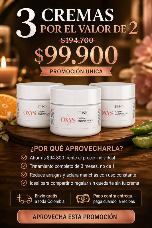 CREMA ANTI EDAD OXYS, RECUPERA LA FIRMEZA Y LUMINOSIDAD DE TU PIEL